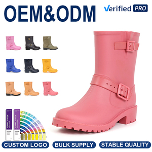 Bottes <span class=keywords><strong>de</strong></span> <span class=keywords><strong>pluie</strong></span> Wellington mi-mollet pour femmes, imperméables en PVC, bottes <span class=keywords><strong>de</strong></span> jardin légères, chaussures d'extérieur - Product Image 1