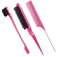 Ensemble de 3 peignes de coiffure : Brosse à démêler, Peigne à queue de rat, Brosse à bords pour le coiffage, le démêlage et le lissage des cheveux pour femmes
