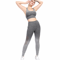 Ensemble de yoga sans couture ombré personnalisé pour femme, legging respirant en maille taille haute et brassière de sport pour l'entraînement et la gym
