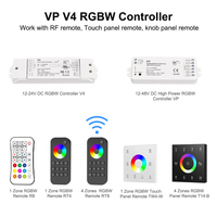 Contrôleur LED RVBWW VP V4 RT4 R14 RF sans fil 2.4G DC12-48V 4 canaux 5A avec télécommande tactile pour bande lumineuse RGB CCT, variateur 4 zones et scènes