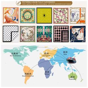 Pañuelo de Seda Real Estampado Personalizado 90x90, Elegante Chal y Bufanda para Mujer, Ideal para <span class=keywords><strong>Fiestas</strong></span>, Playa, Bodas, Regalo - Product Image 3