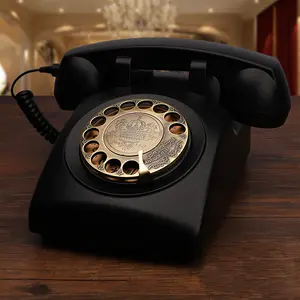 Siyah Retro telefonlar kablolu antika döner telefon Vintage klasik telefon ev ofis dekor için yenilik hediye antika