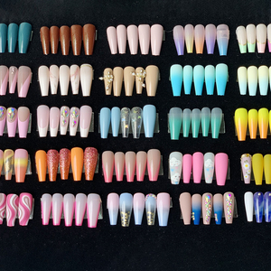 أظافر صناعية بالجملة، أظافر جميلة طويلة جدًا بتصميم تابوت، مستلزمات فاخرة، أظافر لاصقة - Product Image 2