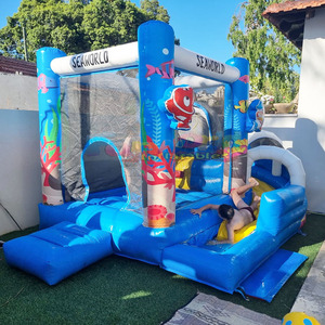 Castillo inflable comercial con tobogán para fiestas infantiles al aire libre, modelo SeaWorld. - Product Image 1