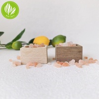 Diffuseur d'arômes passif en sel de l'Himalaya avec base en bois, pierre parfumée naturelle, ornement désodorisant pour la maison, cadeau pour étagère