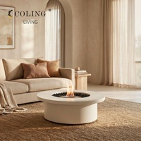 Table de foyer au bioéthanol de luxe, vente en gros, table basse moderne en béton sans cheminée, fabrication OEM pour usage extérieur et intérieur