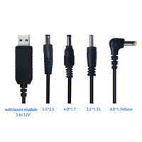 Cable de alimentación USB a CC de 5V a 12V con convertidor elevador de voltaje para router WiFi y módem, con conectores DC 5.5*2.1 mm y 5.5*2.5 mm