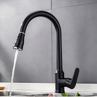 Robinet de cuisine avec bec flexible et bec col de cygne à arc élevé, mitigeur monocommande chaud/froid pour hôtels