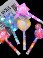 Bâtons LED en mousse fluorescente lumineuse en plastique, imprimés en typographie, style ROMANCE, en forme d'étoile à cinq branches et de cœur, promotionnels