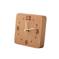 Jam meja kayu Reloj, arloji Alarm anak Desktop sederhana kreatif, dekorasi rumah jam meja persegi