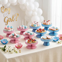Ensemble de supports à dessert en papier nid d'abeille, pliables, pour servir des gâteaux lors de fêtes, écologiques, réutilisables, pour mariage, anniversaire, Halloween, Pâques, Noël