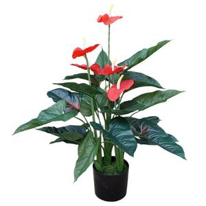 Plantes artificielles <span class=keywords><strong>en</strong></span> <span class=keywords><strong>pot</strong></span> d'orchidée <span class=keywords><strong>rouge</strong></span> simulée, verdure réaliste pour l'intérieur, Noël, Thanksgiving, Nouvel An - Product Image 2