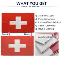 Drapeau de la Confédération suisse 3x5 pieds, polyester, impression recto, œillets en laiton, cousu, vente en gros, 3x5 90x150cm, drapeau de la Suisse