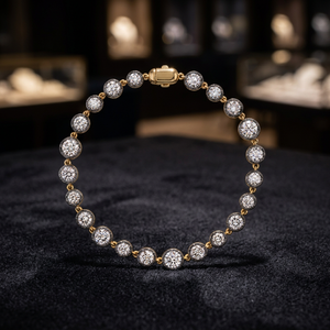 Bracelet tennis en or noir 14 carats avec diamants ronds taille brillant de style géorgien - Product Image 2