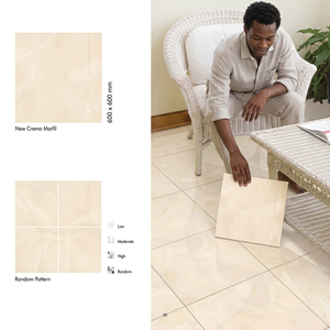 Crema Marfil Light 600x600mm Glossy Digital Glazed Porcelain <b>Floor</b> Tiles Beige Marble Look 24x24inch - Product Image 6