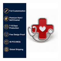 Épinglette en émail personnalisée avec logo, infirmière, médecin, croix rouge, stéthoscope, cœur, broche médicale, épinglette en émail dur pour le personnel hospitalier, cadeau