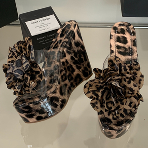 2025 High-quality Summer New Sexy Leopard Print Wedge Heel Women's <b>Shoes</b> Party High-heeled Sandals - Product Image 3