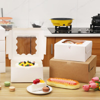 Boîte à gâteau carrée en carton écologique avec fenêtre transparente, emballage jetable pour desserts et plats à emporter – Vente en gros