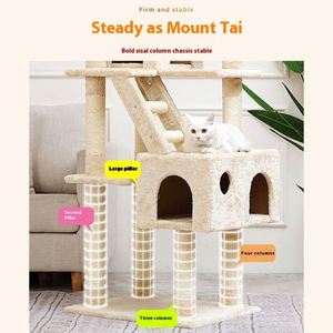 Extra Large Cat <b>Tower</b> with Scratcher Toys <b>Play</b> Hide Climb Activity Furnish Made of Plush Paper Particle Board for Kitty Condo - Product Image 2