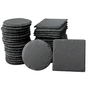 Wholesale Natural Marble Coasters For Drink Tea Coffee Bar Wedding Table Square Black Slate Coasters Round Square Slate Coasters