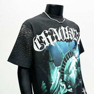 T-shirt da uomo personalizzata a maniche corte con lavaggio acido, stampa DTG, 100% cotone, lavorazione a maglia, oversize, vintage, casual, tinta unita, 300 grammi - Product Image 2