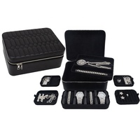 Boîte de rangement pour bijoux multifonction en cuir PU de luxe avec fermeture éclair pour hommes, étui organisateur de bijoux personnalisé
