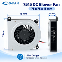 Ventilateur axial sans balais DC 75x70x15mm, souffleur d'air à haute pression, 5V 12V, pales en plastique, ventilateur de refroidissement pour équipement de bureau, OEM/ODM