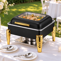 Plat de service de luxe en acier inoxydable avec chauffe-plats isolé visible – Équipement de restauration pour buffet, hôtel, mariage