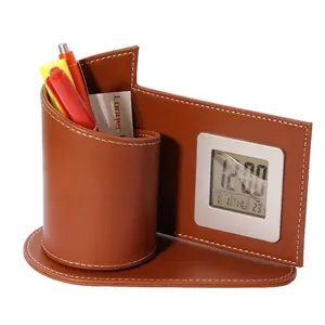 LG-B015 with Clock Pen Holder Organizer for Home Use and Office Use Stationary Organizer desktop pen holder