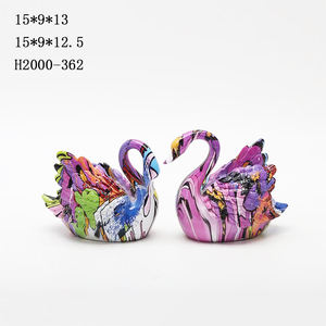 Su transferi renkli reçine el sanatları hayvan kuş heykel çift kuğu heykeli - Product Image 6