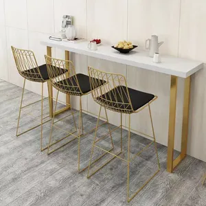 Metal Furniture Steel Wire Bar Stool High Chair Home Used bar chairs For Kitchen Gold rose color Stools bar Chair Luxury