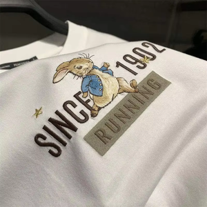 T-shirt Personalizzata con Ricamo, Maglietta Bianca Oversize in Puro Cotone, Ricamo 3D, Effetto Vintage Lavato all'Acido, T-shirt da Uomo - Product Image 2