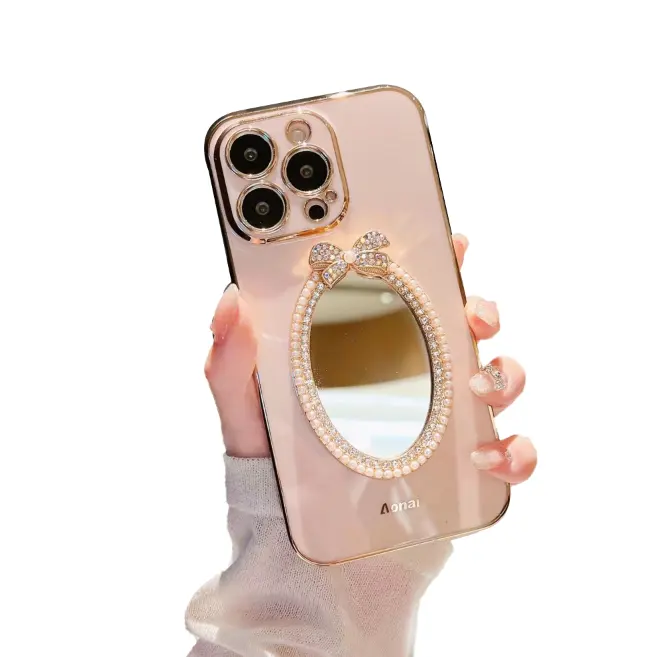 Nuevo diseño de funda de teléfono móvil de galvanoplastia con espejo de vidrio templado Pro Max modelo Compatible para iPhone 15 14 13 12 11