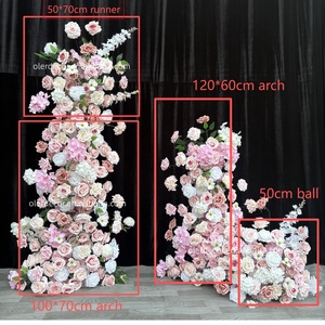 Arco Floreale Centrotavola per Matrimonio Stile Naturale con <span class=keywords><strong>Fiori</strong></span> Artificiali in Seta e <span class=keywords><strong>Fiori</strong></span> Giganti Profumati Fatti a Mano Rosa - Product Image 4