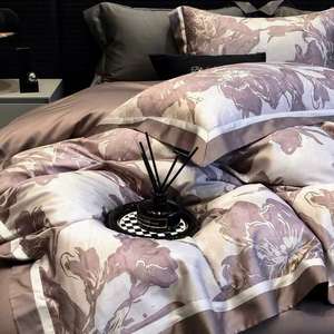 パープルデジタル印刷4個ホームホテルテキスタイルLyocellコットンベッドシートデザイナー寝具セットサプライヤー - Product Image 5