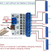 CRTC42QA 4CH TYPE-C USB 3.7V 4.2V Modul Pengisi Daya Baterai LiPo Polymer Li-Ion 42x40x4.5mm untuk ESP32 ESP8266 Raspberry Pi 4