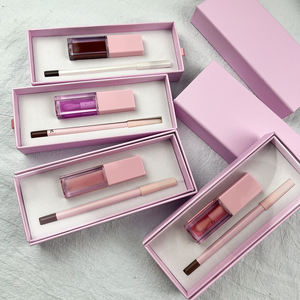自有品牌2合1液体唇彩油唇线笔套装批发豪华唇彩套装包装 - Product Image 3
