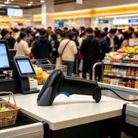 Scanner de codes-barres USB omnidirectionnel mains libres 1D/2D QR Code pour supermarchés et entrepôts DiligenCe en stock