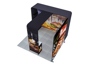 Montaje rápido 10x10 pies Cabina de feria comercial portátil Estante de mercancía incorporado Mesa de exhibición Tela de tensión de aluminio Publicidad - Product Image 6
