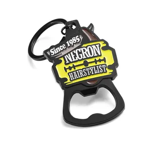 Customized logo baked paint suitable for shops, supermarkets, bars, and companies durable metal keychain bottle opener