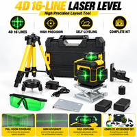 DERUIDA Niveau laser infrarouge industriel extérieur haute précision à ajustement automatique, personnalisé en usine, vert 4D 16 lignes