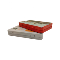 Petites boîtes en fer blanc à charnière, blanc, rectangle pour gomme à mâcher, de qualité alimentaire, mini boîte en fer blanc avec couvercle rabattable