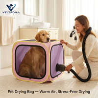 Sac de séchage pour animaux de compagnie en maille, séchoir à poils pour chiens et chats, capot mains libres, pliable, ajustement élastique, double entrée d'air