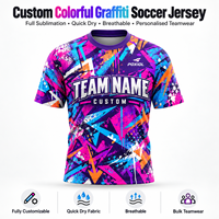 Jersey Sepak Bola Grafiti Warna-warni Kustom Abstrak Splash Sublimasi Penuh Cepat Kering Bernapas Pemasok Pakaian Tim Grosir yang Dapat Dipersonalisasi