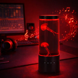<span class=keywords><strong>Lampe</strong></span> d'aquarium cylindrique en forme de <span class=keywords><strong>méduse</strong></span> de 9 pouces avec contrôle manuel, lumière d'ambiance musicale, <span class=keywords><strong>design</strong></span> minimaliste, en plastique - Product Image 2