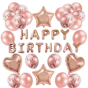 Happy Birthday Theme Rose Gold Foil <b>Balloon</b> <b>Decorations</b> Set Girl Birthday Party Supply Set Party <b>Decoration</b> Event Ballons Set - Product Image 4