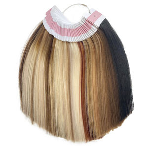 Estensioni dei capelli umani grezzi russi all'ingrosso della fabbrica con i campioni di colore su misura dell'anello di colore e l'etichetta di Logo - Product Image 1