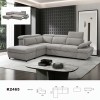 Canapé d'angle en forme de L avec chaise longue, minimaliste, en tissu, pour appartement, canapé d'angle, appuie-têtes réglables, salon, hôtel, villa