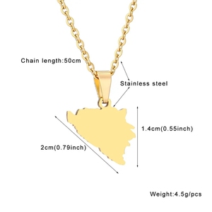 Collares con colgante de mapa de Bosnia y Herzegovina, collares de cadena de acero inoxidable de Color plateado/dorado, joyería de Bosna Herzegovina - Product Image 6