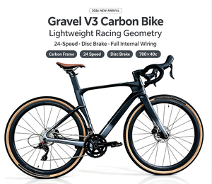 2026 新款 Gravel-v3 碳纤维自行车 Rs 24 速赛车，带盘式刹车和全内线布线 700*40c 9.9kg - Product Image 1